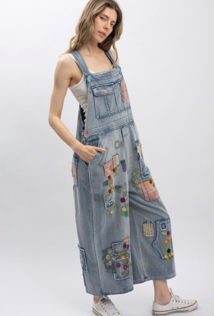 Patchy vintage washed denim overalls - Main Street Threads