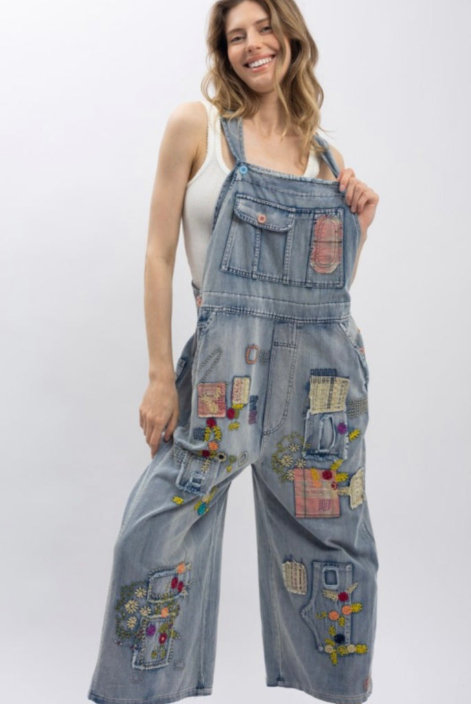 Patchy vintage washed denim overalls - Main Street Threads