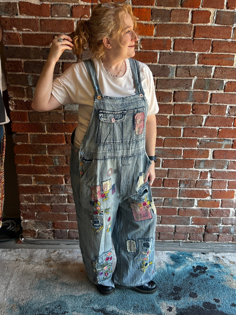 Patchy vintage washed denim overalls - Main Street Threads