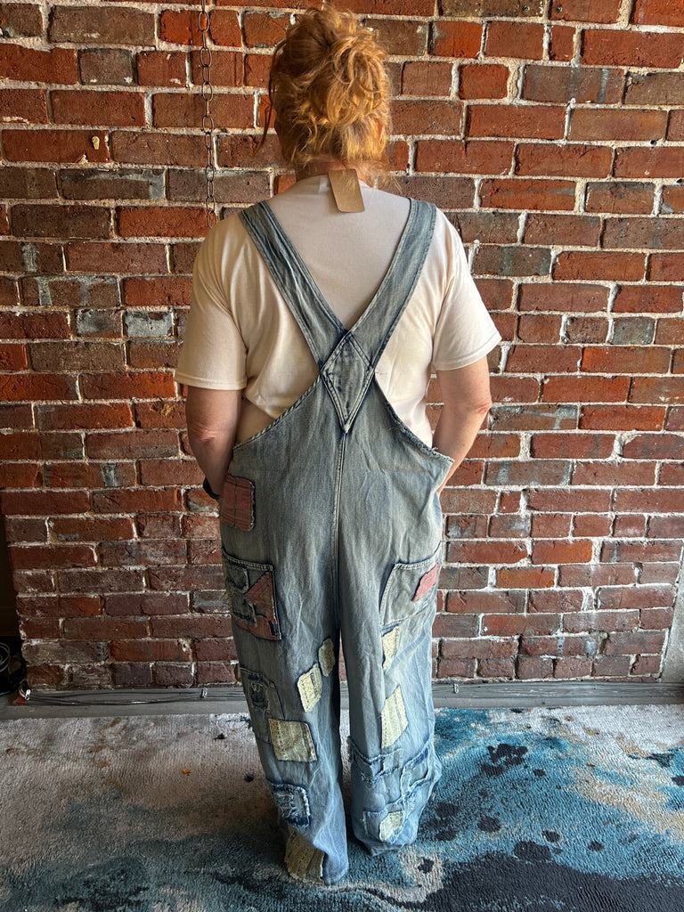 Patchy vintage washed denim overalls - Main Street Threads