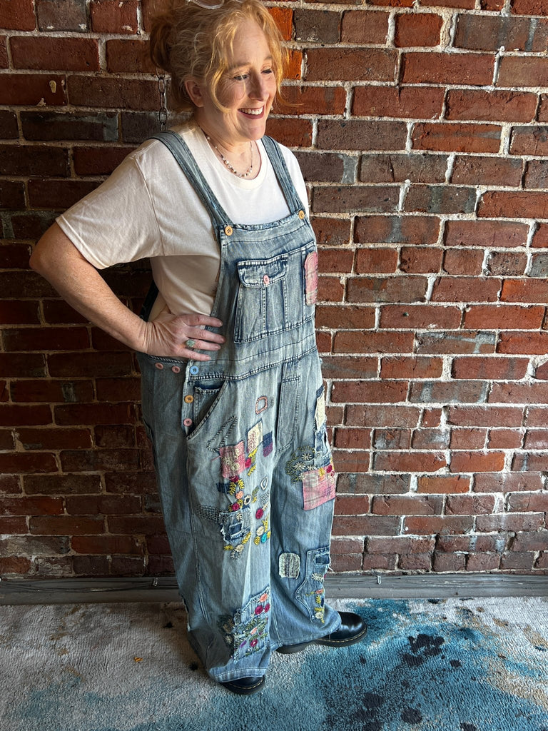 Patchy vintage washed denim overalls - Main Street Threads