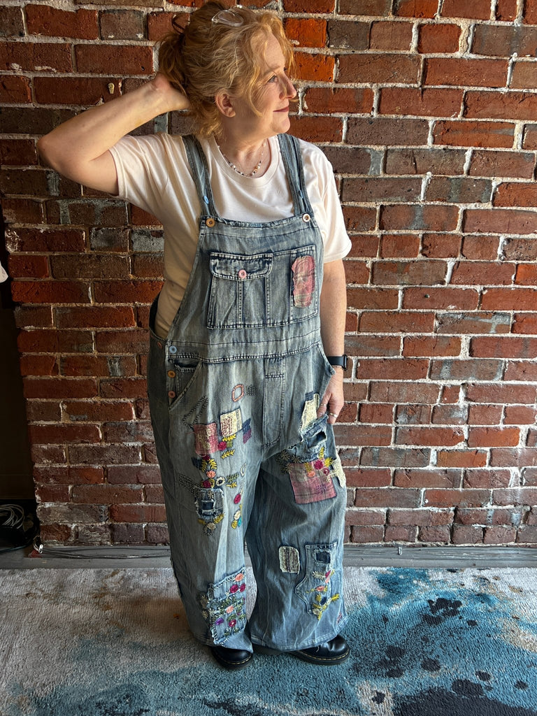 Patchy vintage washed denim overalls - Main Street Threads
