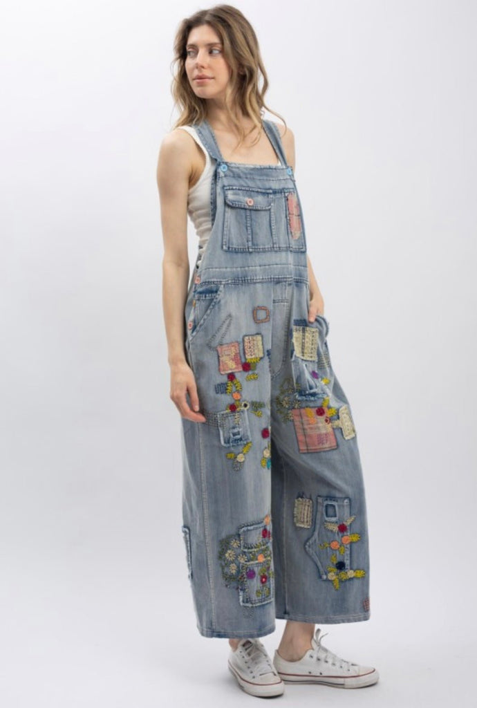 Patchy vintage washed denim overalls - Main Street Threads