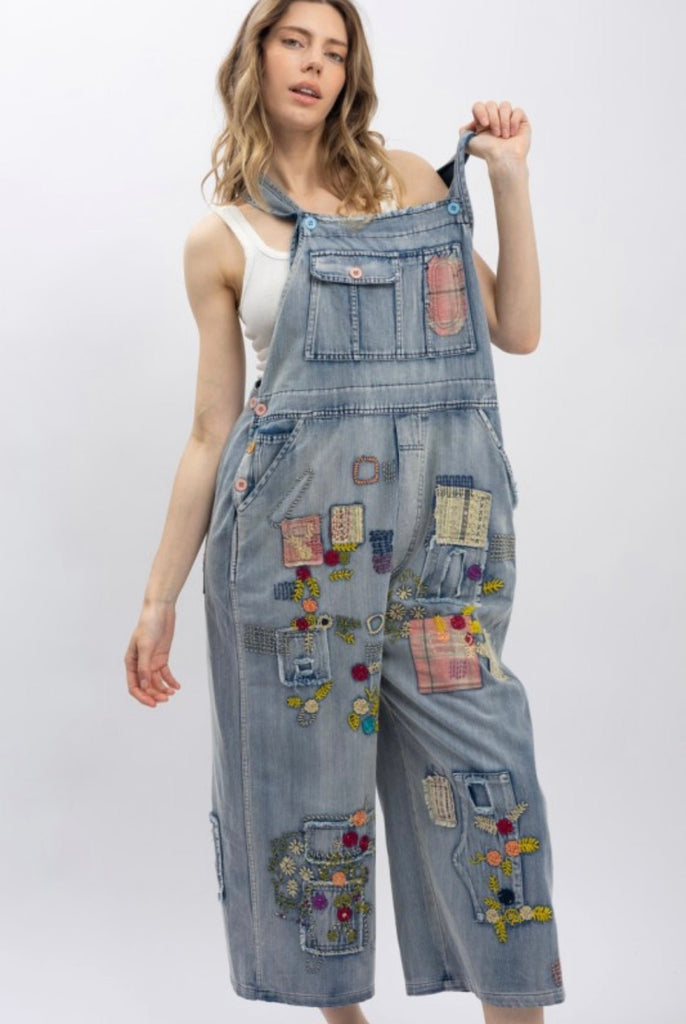 Patchy vintage washed denim overalls - Main Street Threads