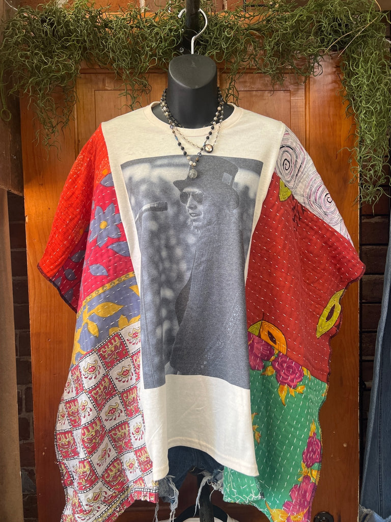 Petty multi - pattern kantha poncho - Main Street Threads