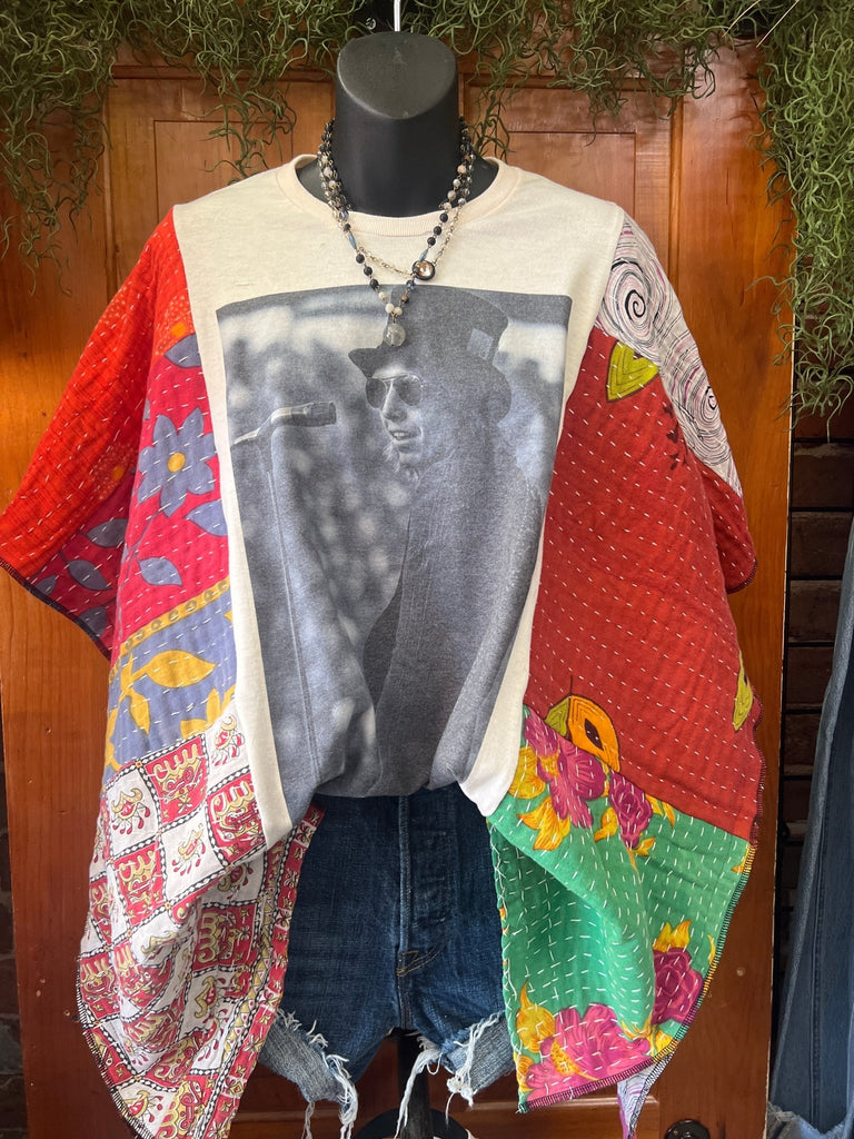 Petty multi - pattern kantha poncho - Main Street Threads