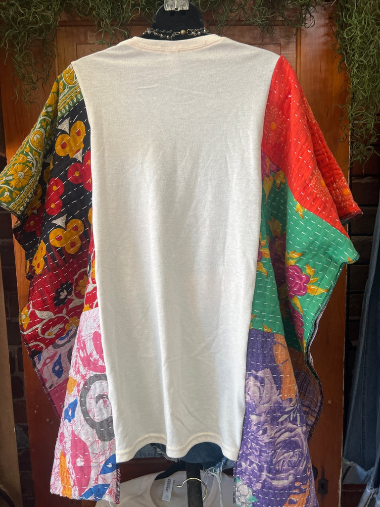Petty multi - pattern kantha poncho - Main Street Threads
