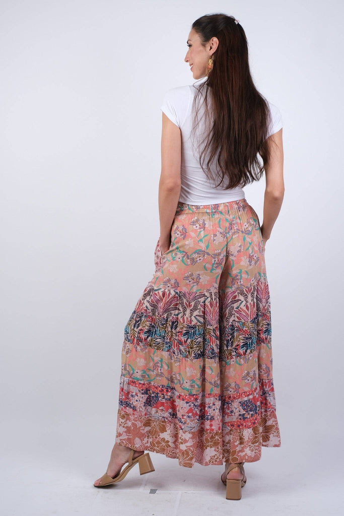 Pink Floral Muse Boho Palazzo Pants - Main Street Threads