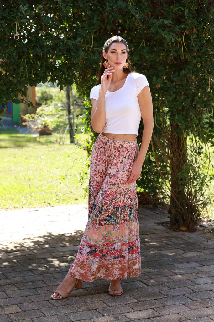 Pink Floral Muse Boho Palazzo Pants - Main Street Threads
