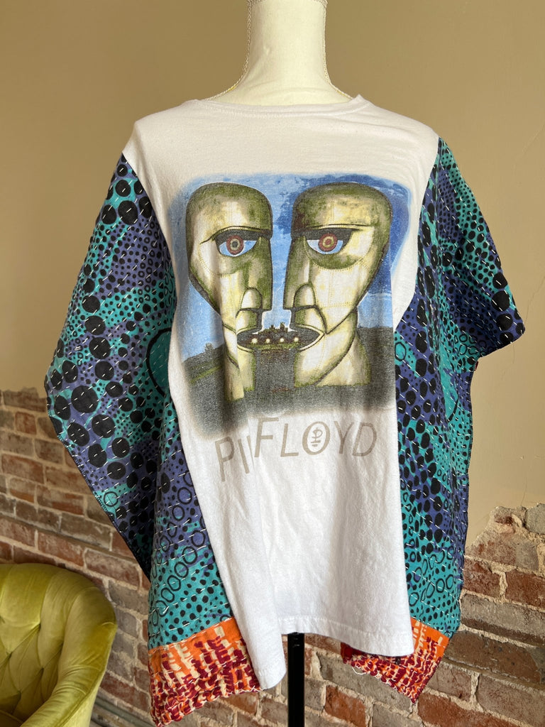 Pink Floyd blue Kantha poncho - Main Street Threads