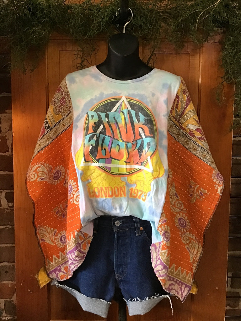 Pink Floyd “London 1973” kantha poncho - Main Street Threads