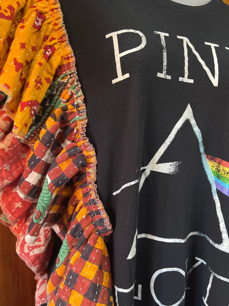 PINK FLOYD ruffle sleeves kantha tee - Main Street Threads