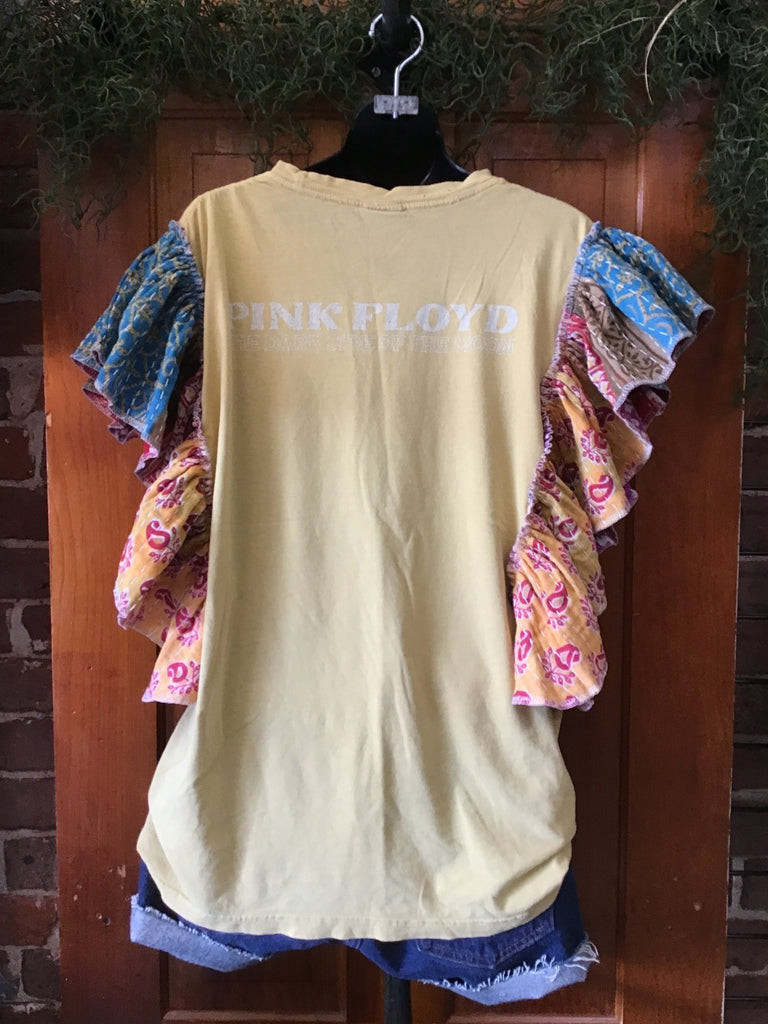 Pink Floyd ruffle sleeves kantha tee - Main Street Threads
