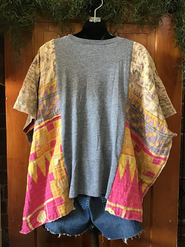 Pink Floyd “The Dark Side of the Moon” kantha poncho - Main Street Threads
