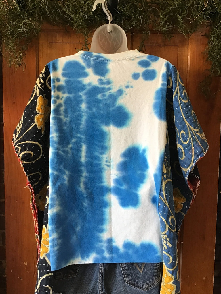 Pink Floyd Tie - Dye kantha poncho - Main Street Threads