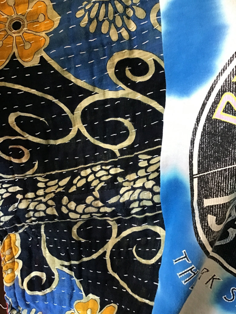 Pink Floyd Tie - Dye kantha poncho - Main Street Threads