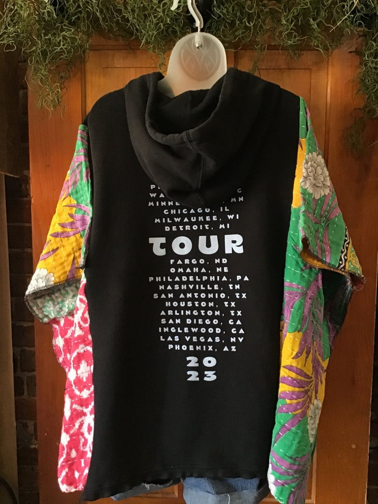 Pink hoodie kantha poncho - Main Street Threads
