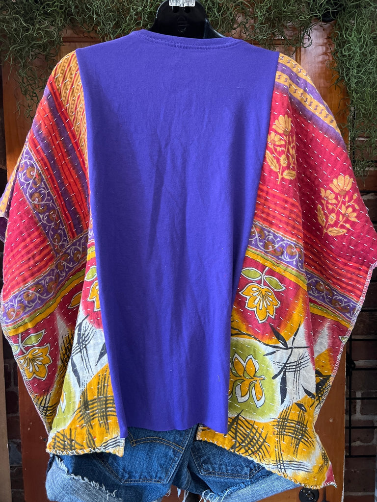 Purple Rolling Stones kantha poncho - Main Street Threads