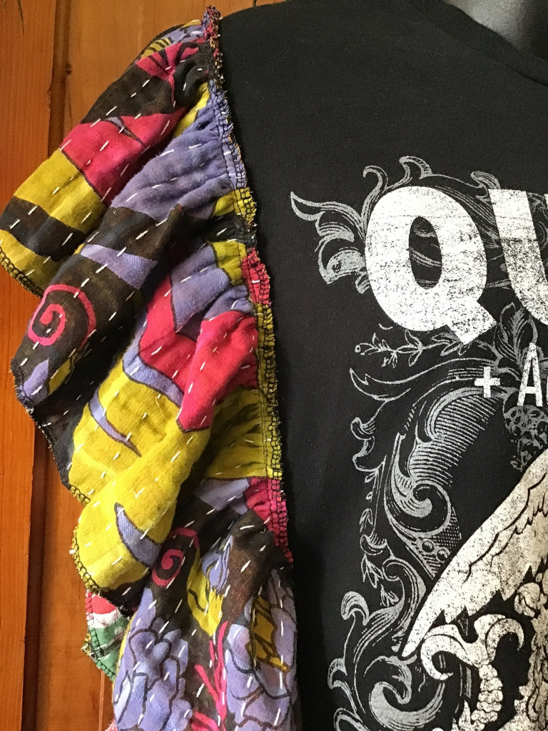 Queen + Adam Lambert ruffle sleeves kantha tee - Main Street Threads