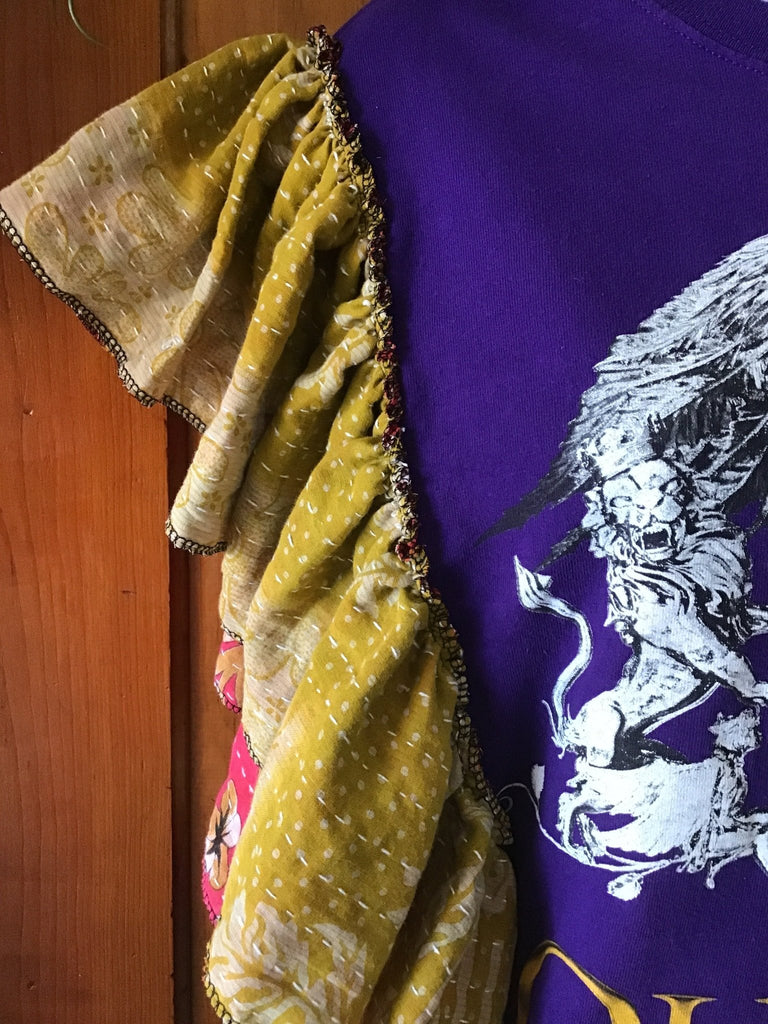 Queen + Adam Lambert ruffle sleeves kantha tee - Main Street Threads