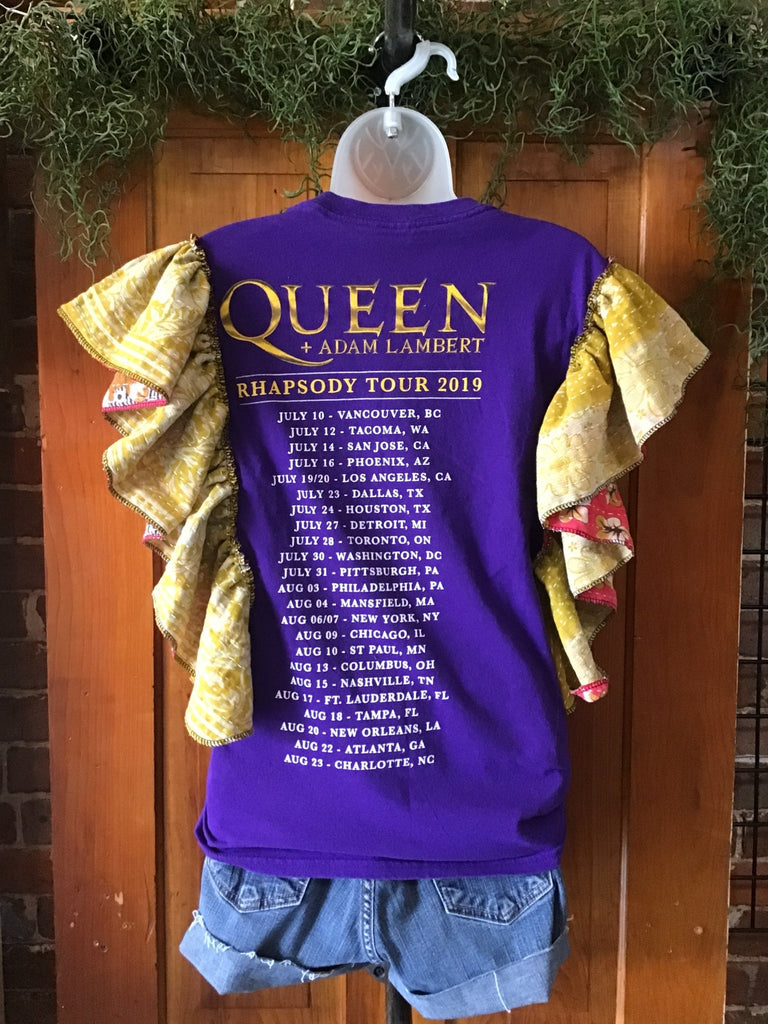 Queen + Adam Lambert ruffle sleeves kantha tee - Main Street Threads