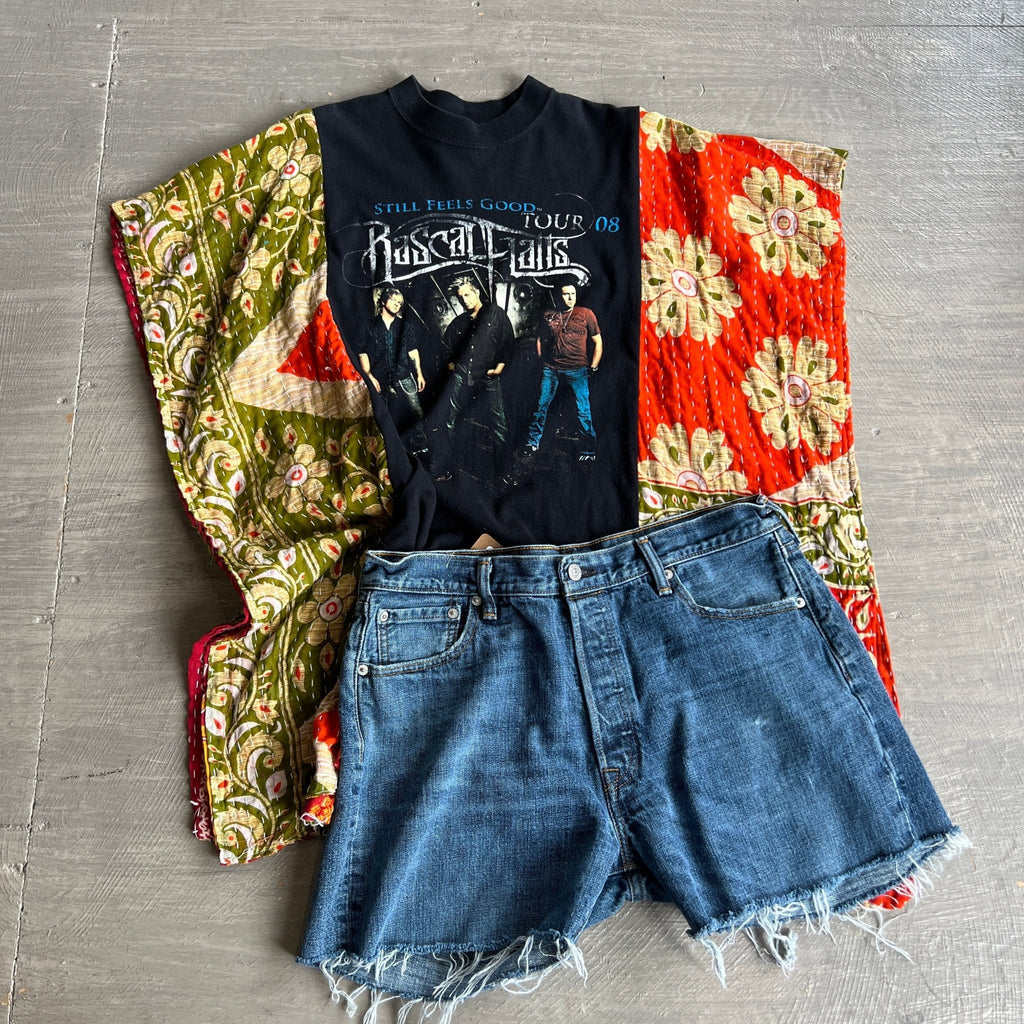 Rascal Flatts upcycled kantha poncho - Main Street Threads