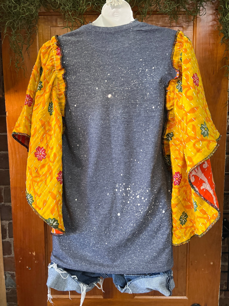 Rock Playlist butterfly sleeves kantha tee - Main Street Threads