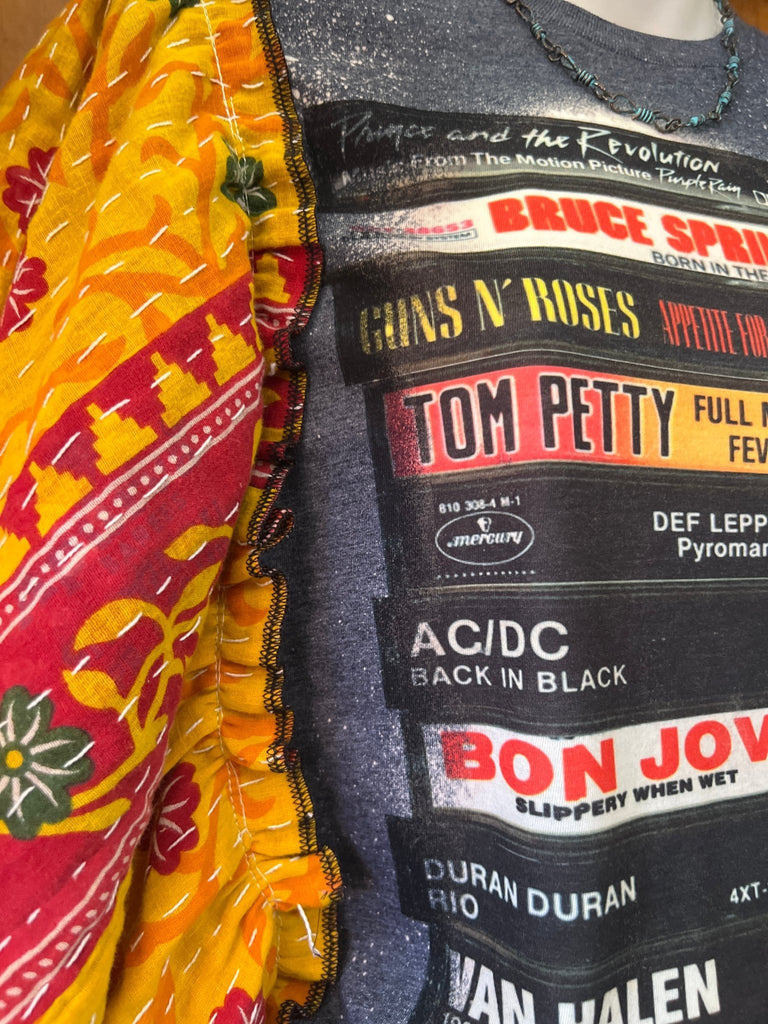 Rock Playlist butterfly sleeves kantha tee - Main Street Threads