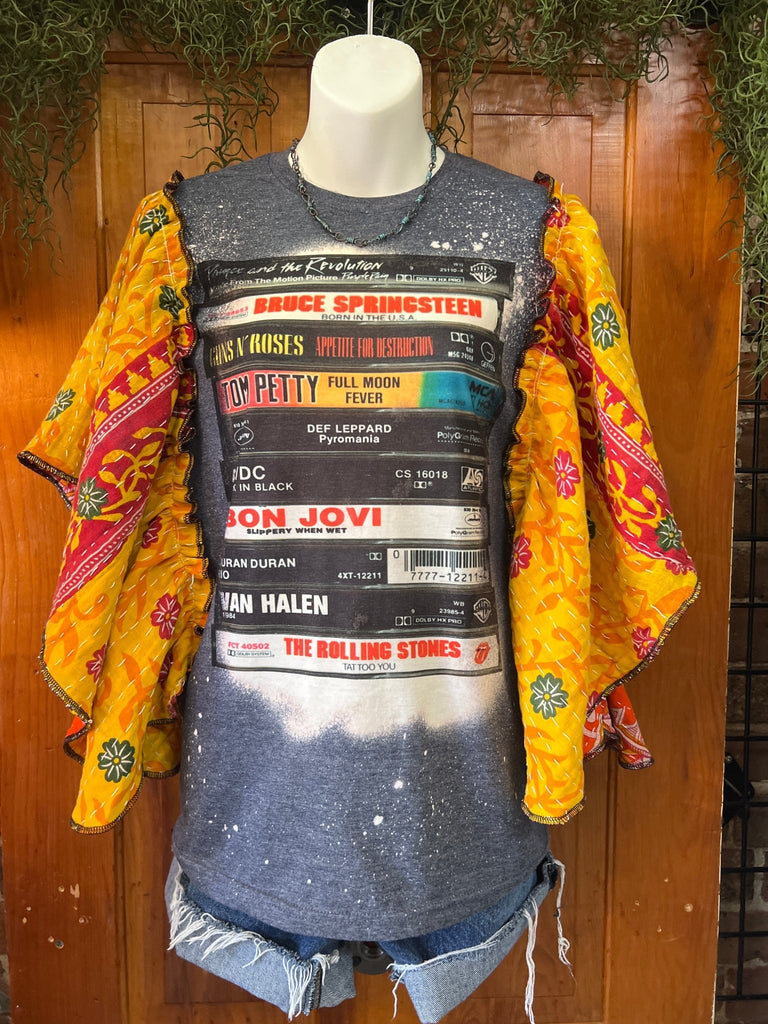 Rock Playlist butterfly sleeves kantha tee - Main Street Threads