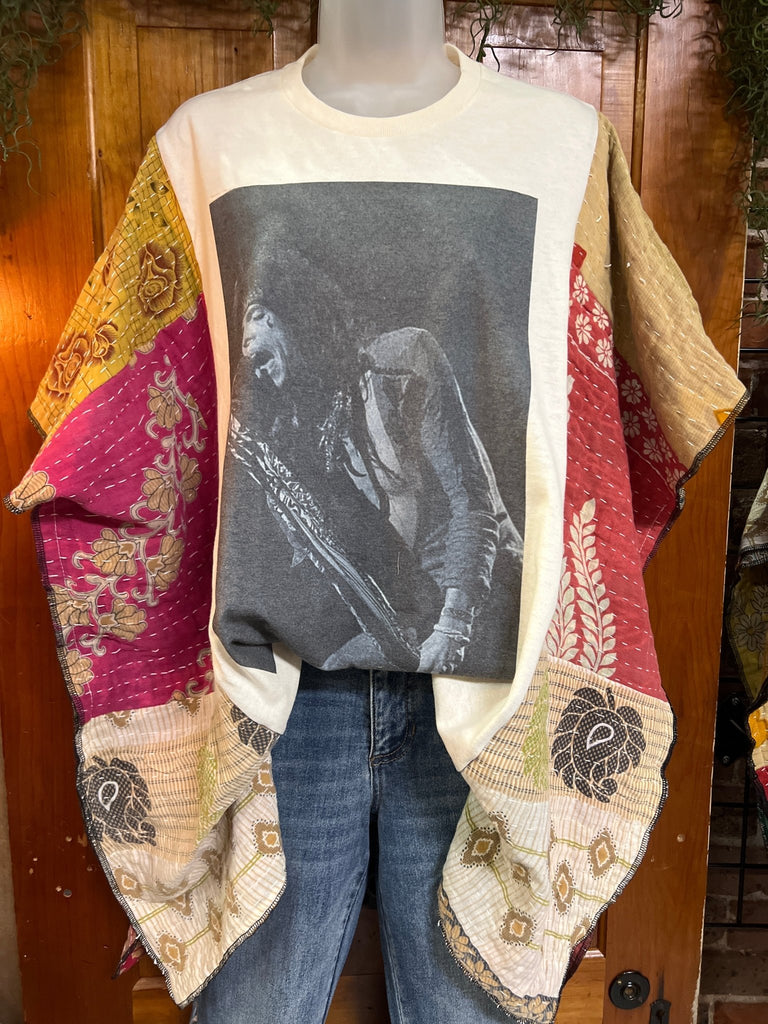 Rocker multi - pattern kantha poncho - Main Street Threads