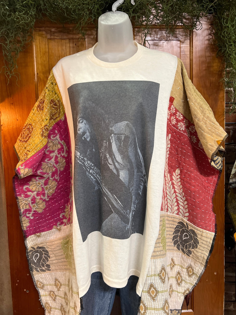 Rocker multi - pattern kantha poncho - Main Street Threads