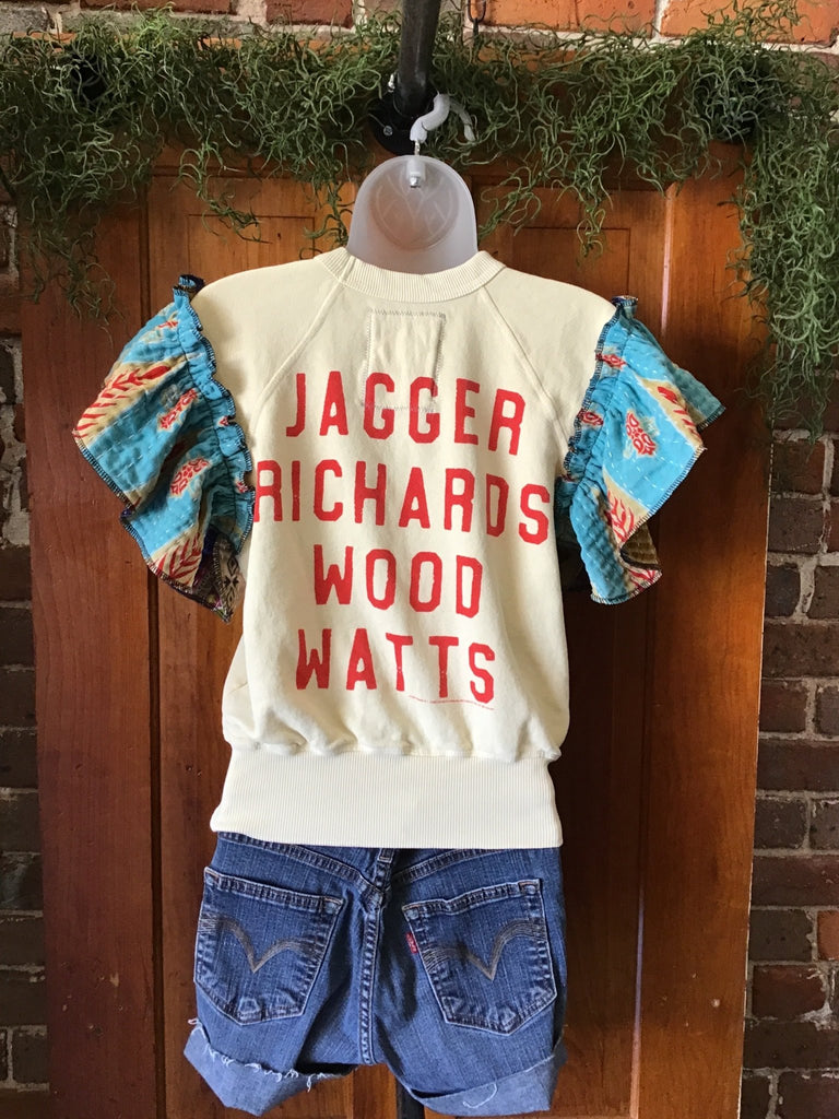 Rolling Stones kantha ruffle sweatshirt - Main Street Threads