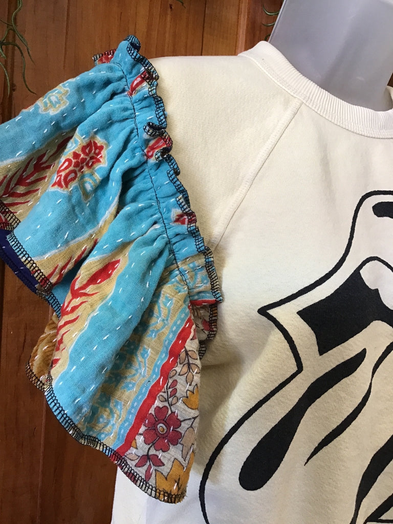 Rolling Stones kantha ruffle sweatshirt - Main Street Threads