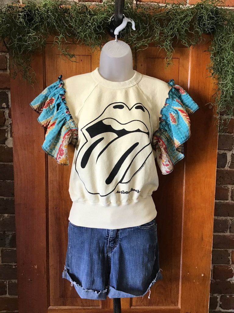 Rolling Stones kantha ruffle sweatshirt - Main Street Threads