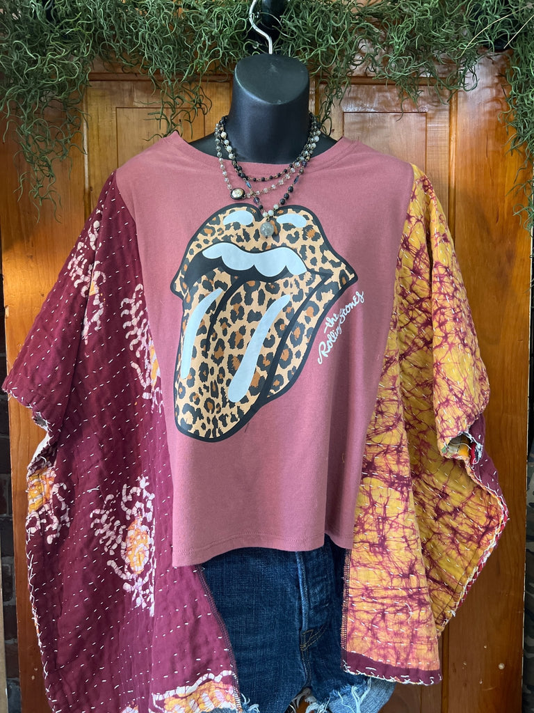 Rolling Stones Leopard kantha poncho - Main Street Threads