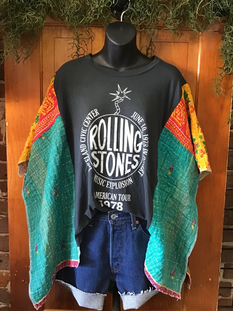 Rolling Stones Music Explosion kantha poncho - Main Street Threads