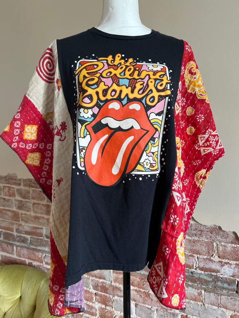 Rolling Stones retro Kantha poncho - Main Street Threads