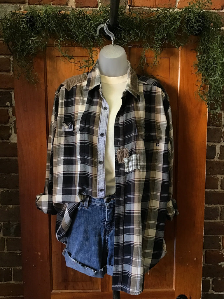 Simple Patchwork Upcycled Plaid Flannel - Main Street Threads