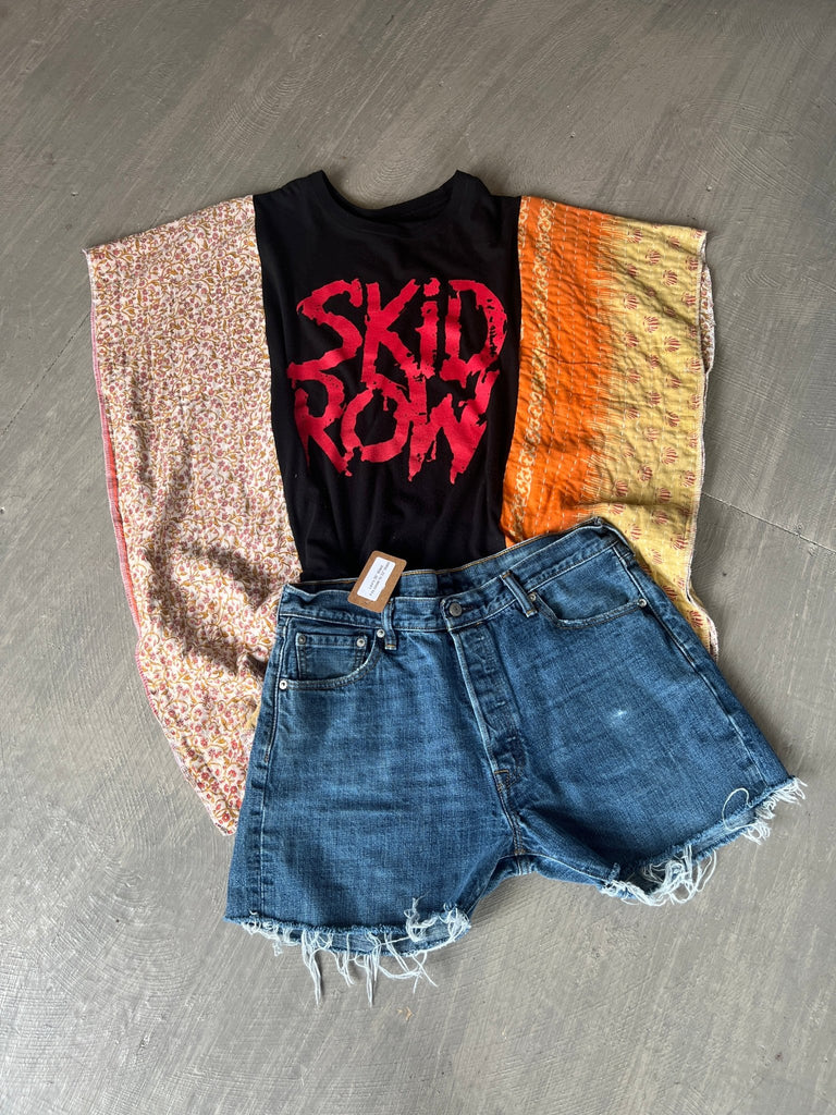 Skid Row upcycled kantha poncho - Main Street Threads