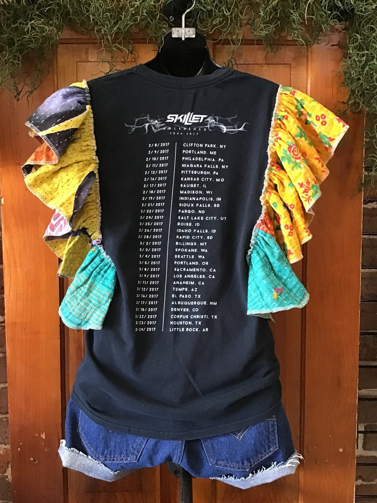 Skillet ruffle sleeves kantha tee - Main Street Threads