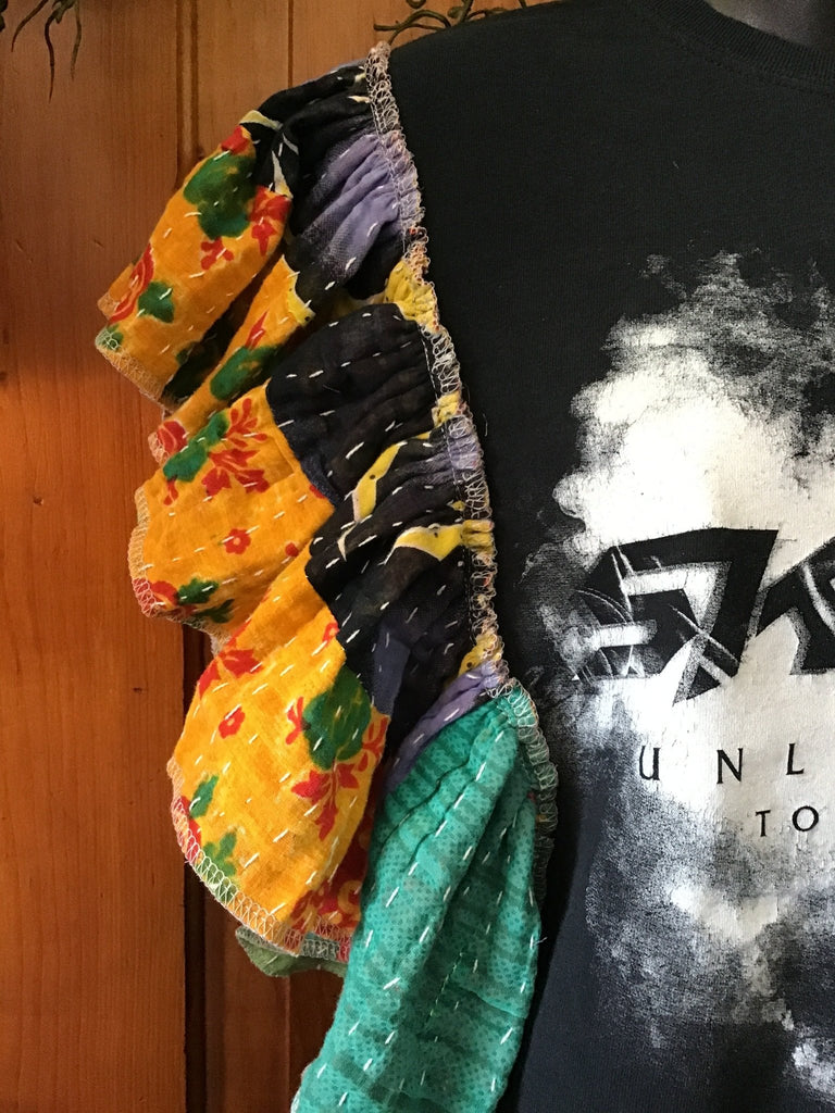 Skillet ruffle sleeves kantha tee - Main Street Threads