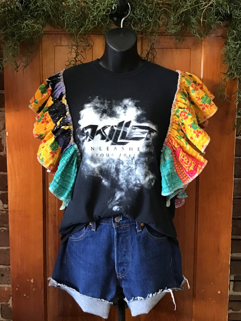 Skillet ruffle sleeves kantha tee - Main Street Threads