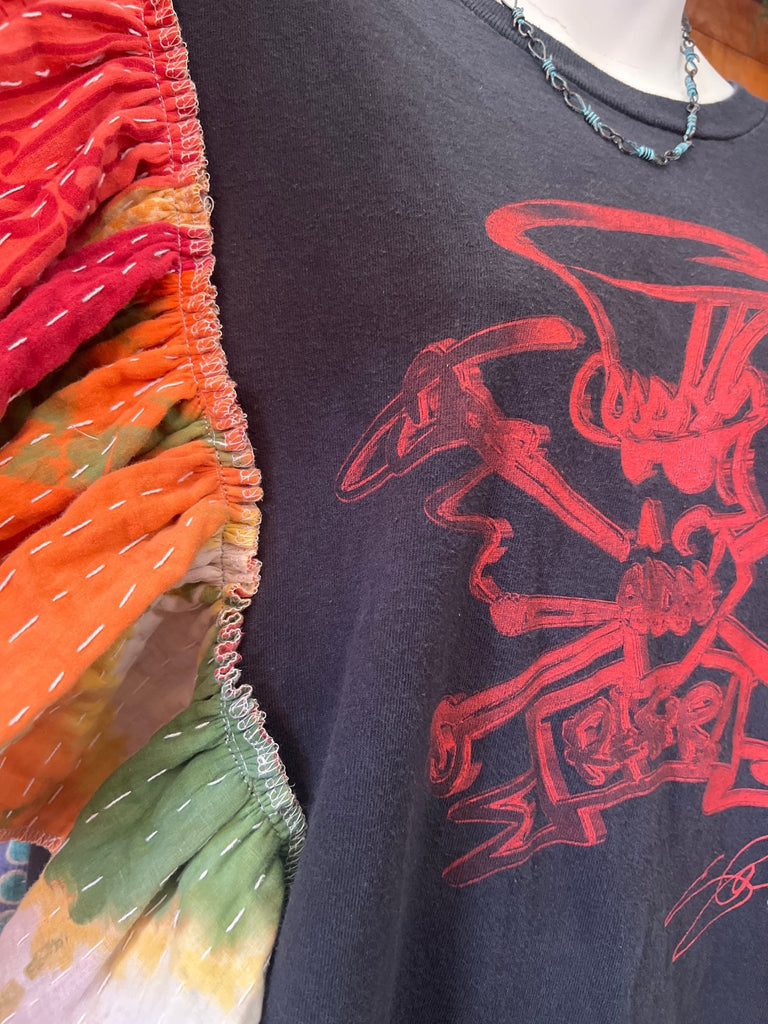 Slash ruffle sleeves kantha tee - Main Street Threads