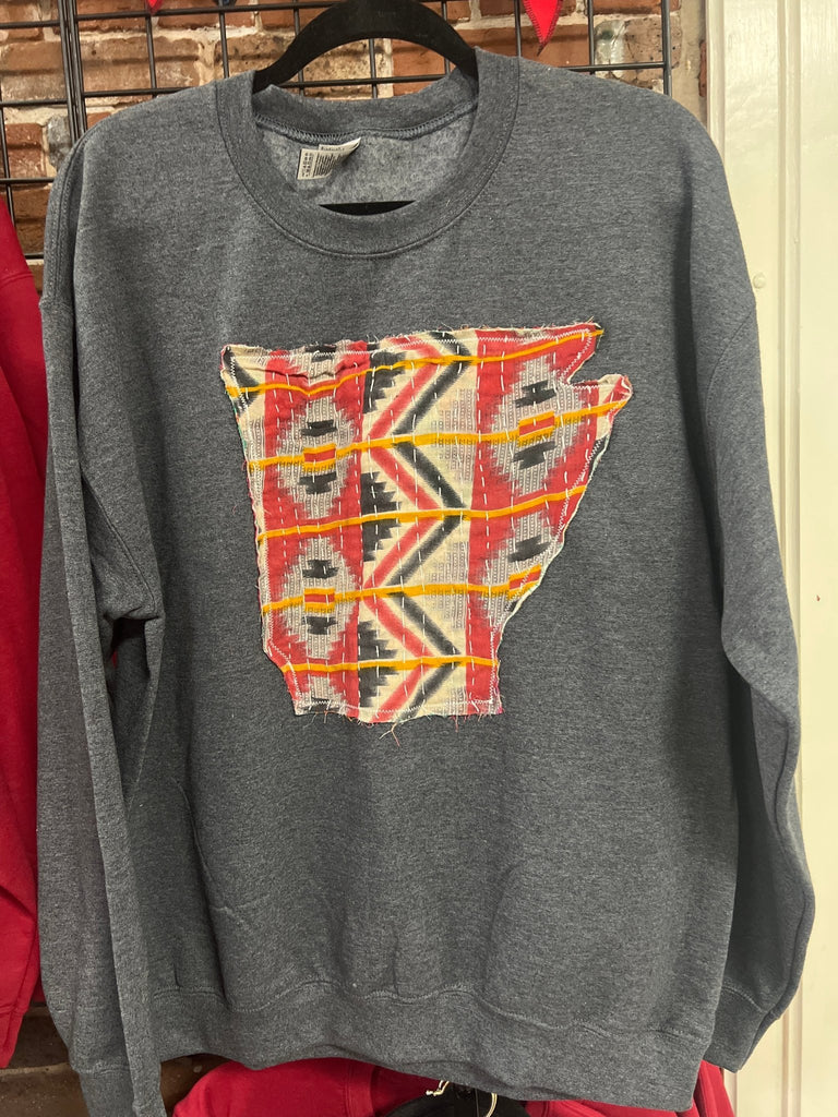 State of Arkansas kantha sweatshirt - Main Street Threads