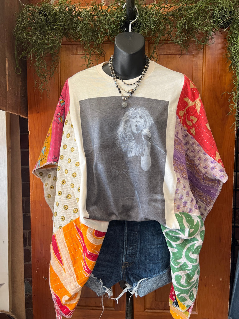 Stevie multi - pattern kantha poncho - Main Street Threads