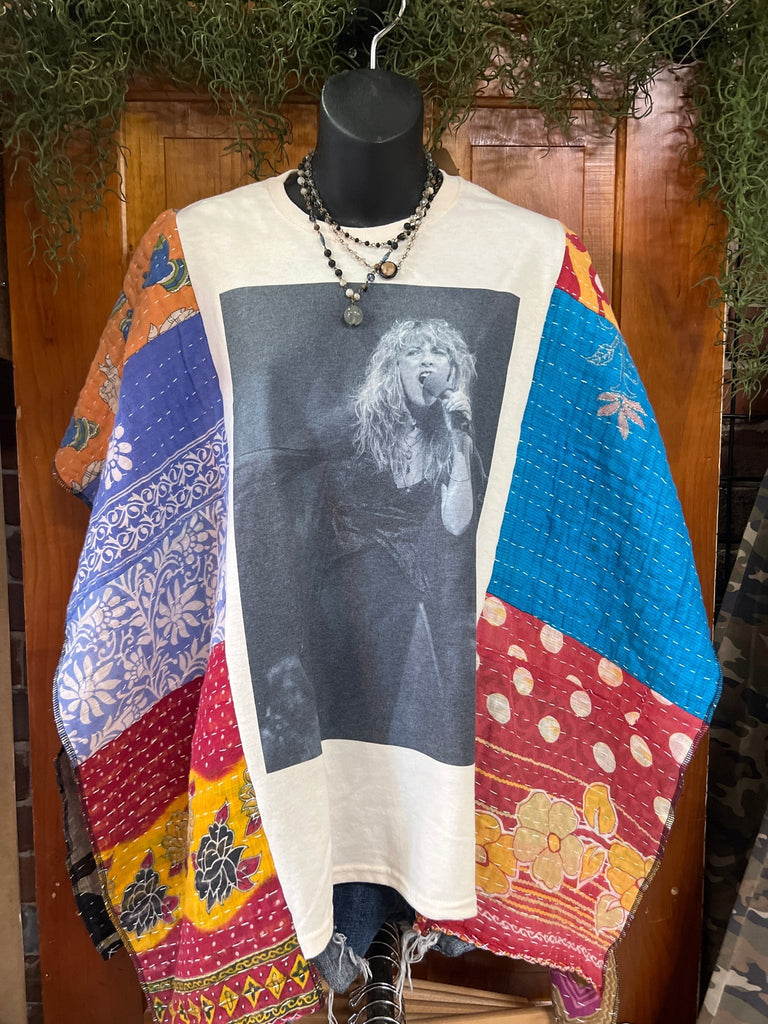 Stevie multi - pattern kantha poncho - Main Street Threads