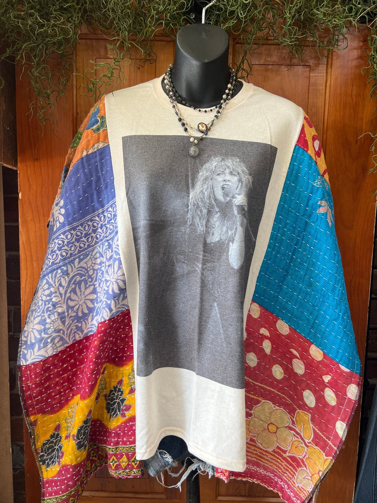 Stevie multi - pattern kantha poncho - Main Street Threads