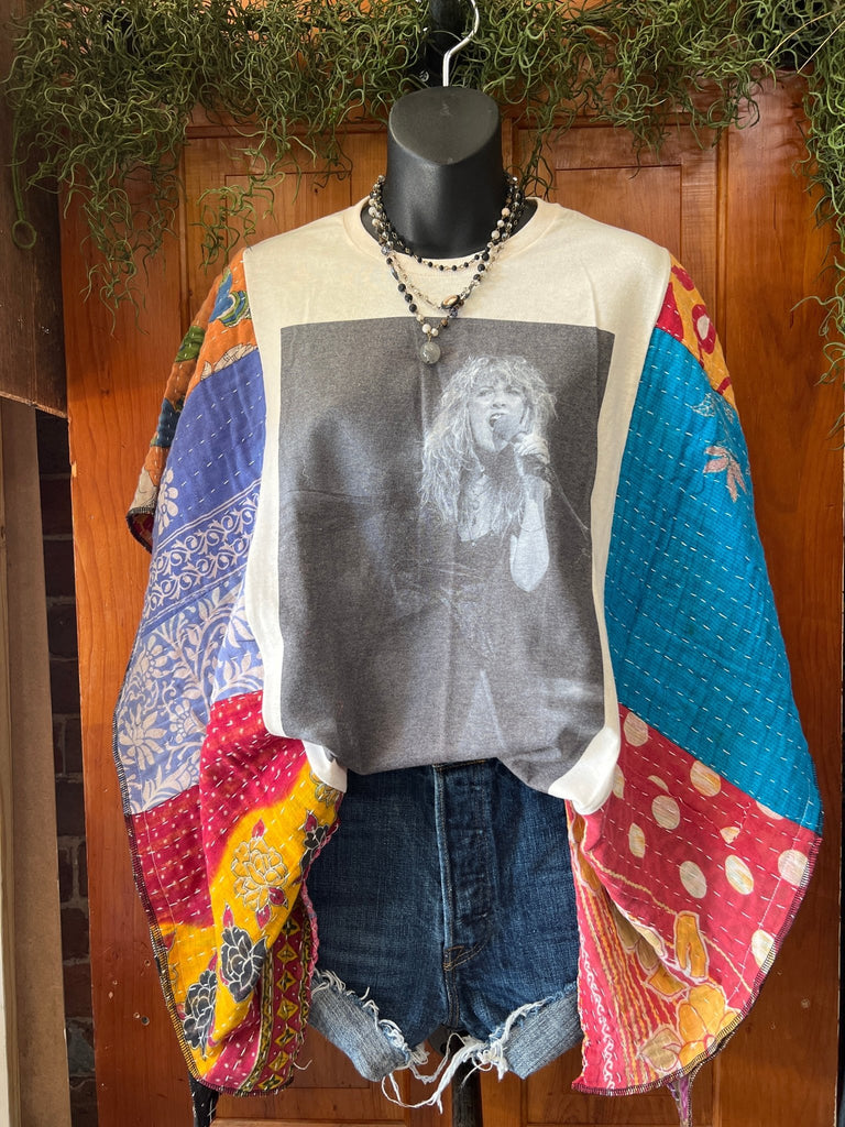 Stevie multi - pattern kantha poncho - Main Street Threads