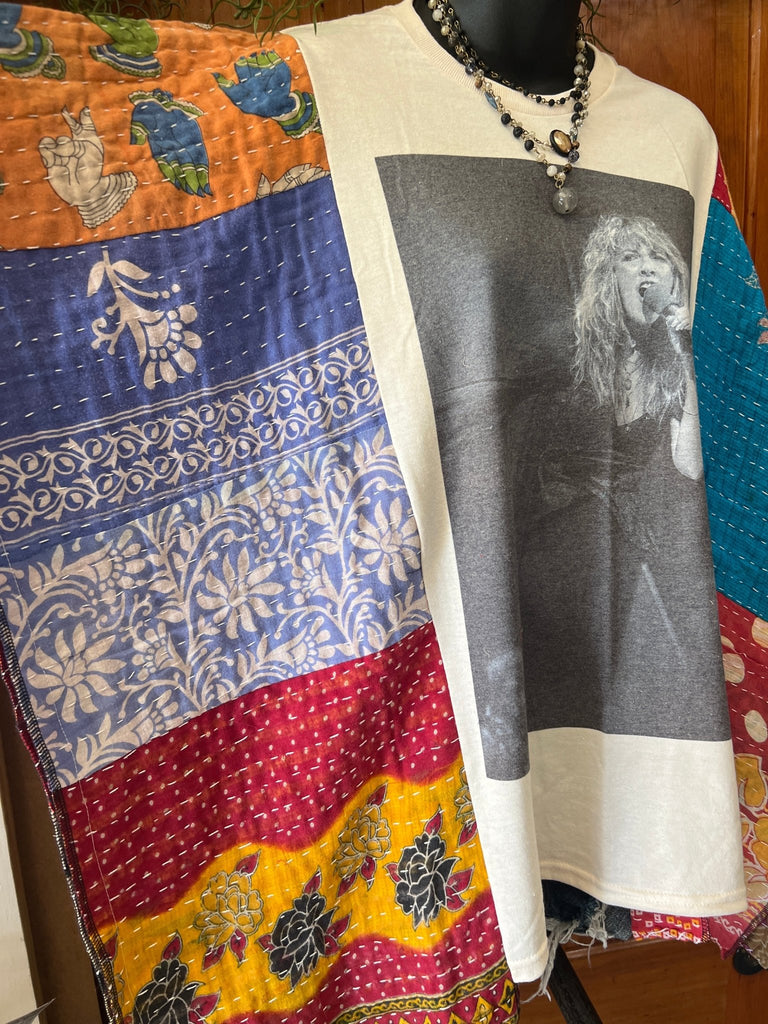 Stevie multi - pattern kantha poncho - Main Street Threads
