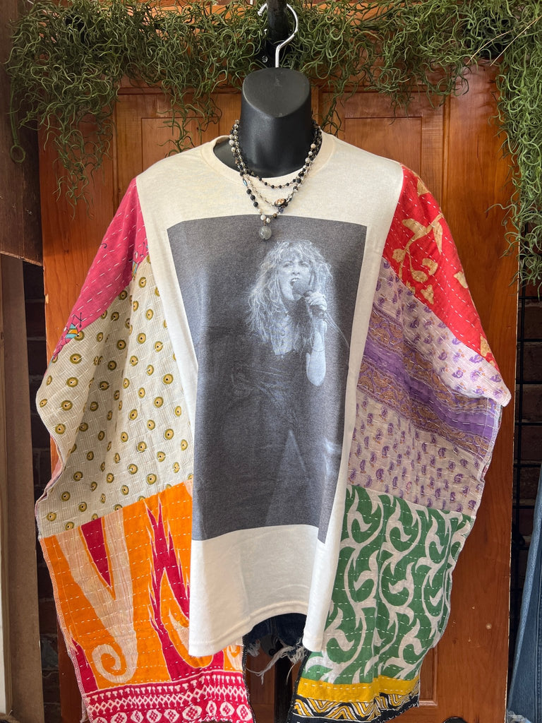 Stevie multi - pattern kantha poncho - Main Street Threads
